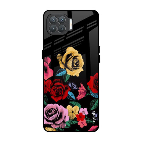 Floral Decorative Oppo F17 Pro Glass Back Cover Online