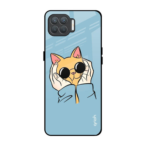 Adorable Cute Kitty Oppo F17 Pro Glass Back Cover Online