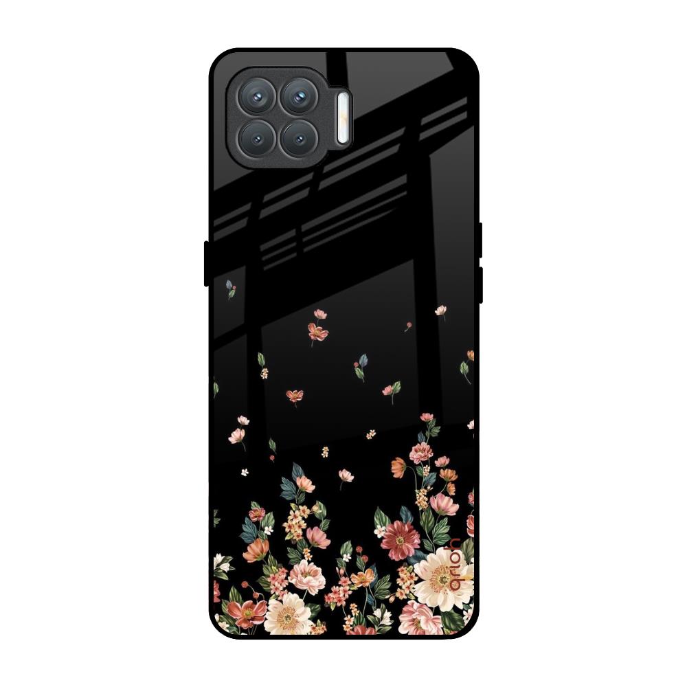 Floating Floral Print Oppo F17 Pro Glass Back Cover Online