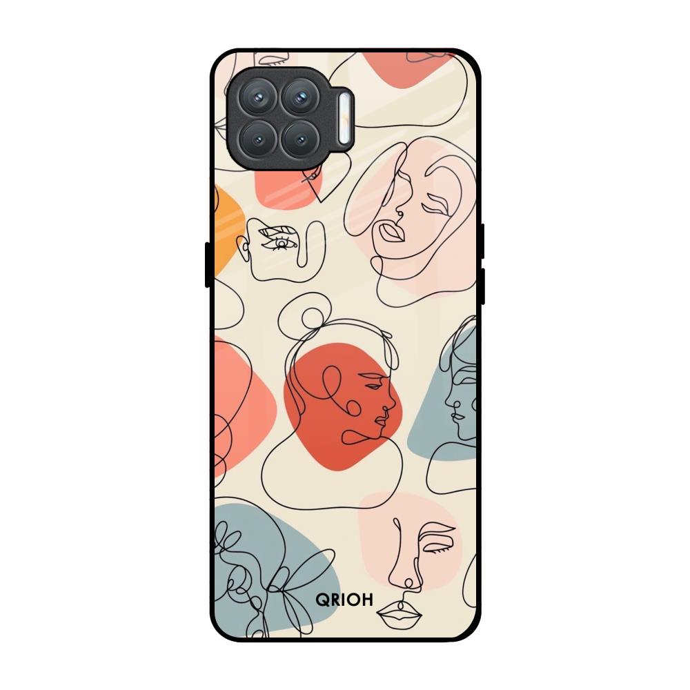 Abstract Faces Oppo F17 Pro Glass Back Cover Online