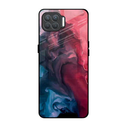 Blue & Red Smoke Oppo F17 Pro Glass Back Cover Online