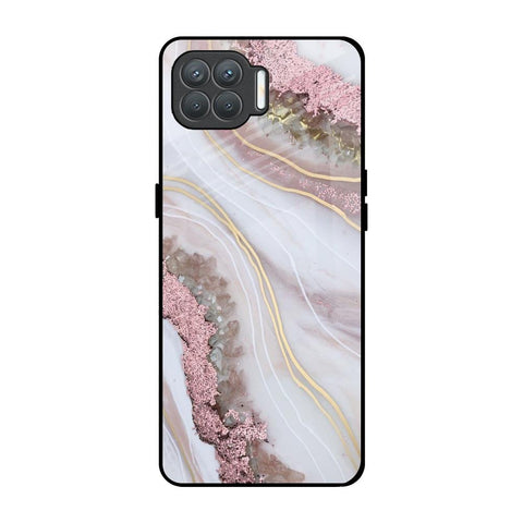 Pink & Gold Gllitter Marble Oppo F17 Pro Glass Back Cover Online