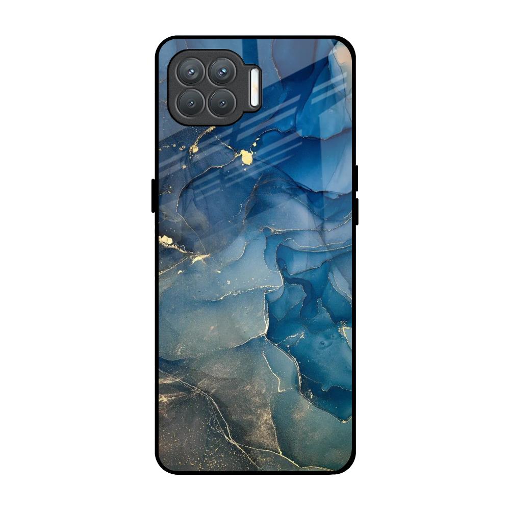 Blue Cool Marble Oppo F17 Pro Glass Back Cover Online