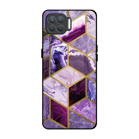 Purple Rhombus Marble Oppo F17 Pro Glass Back Cover Online