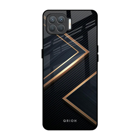Sleek Golden & Navy Oppo F17 Pro Glass Back Cover Online