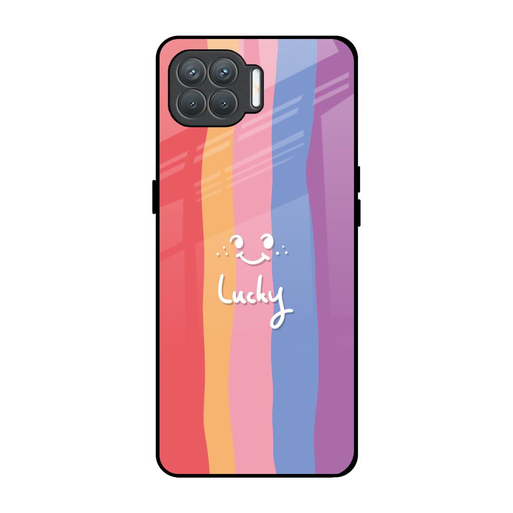 Lucky Abstract Oppo F17 Pro Glass Back Cover Online