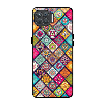 Multicolor Mandala Oppo F17 Pro Glass Back Cover Online