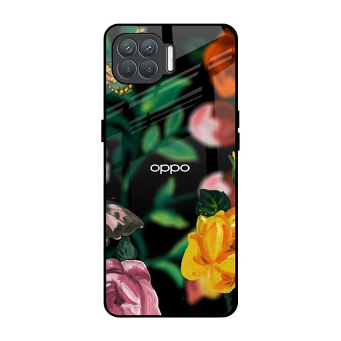 Flowers & Butterfly Oppo F17 Pro Glass Back Cover Online