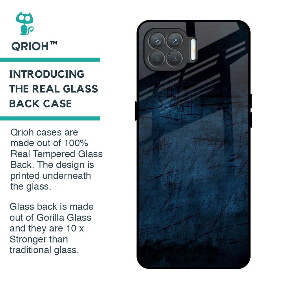 Dark Blue Grunge Glass Case for Oppo F17 Pro