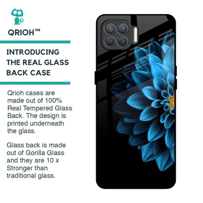 Half Blue Flower Glass Case for Oppo F17 Pro