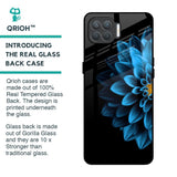 Half Blue Flower Glass Case for Oppo F17 Pro