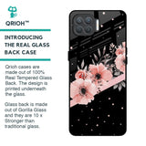 Floral Black Band Glass Case For Oppo F17 Pro