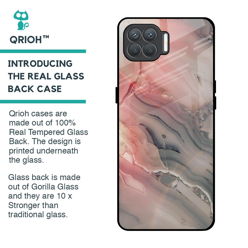 Pink And Grey Marble Glass Case For Oppo F17 Pro