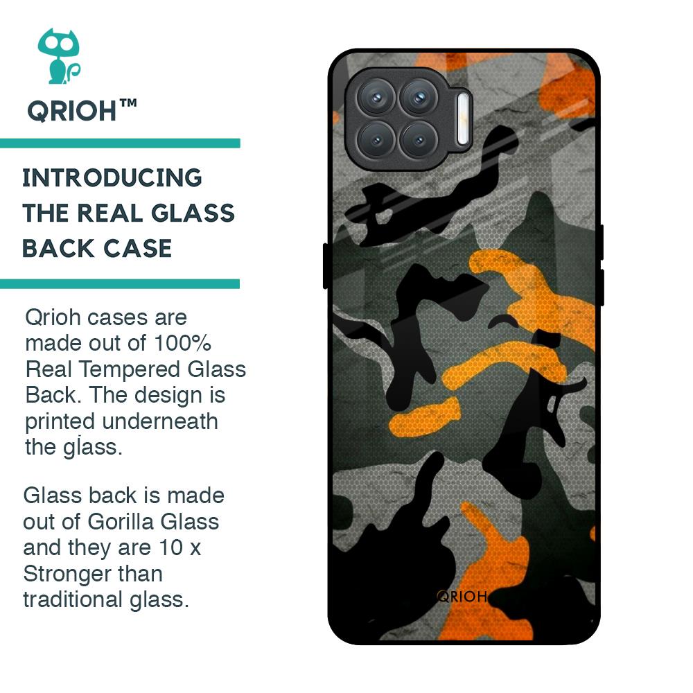 Camouflage Orange Glass Case For Oppo F17 Pro