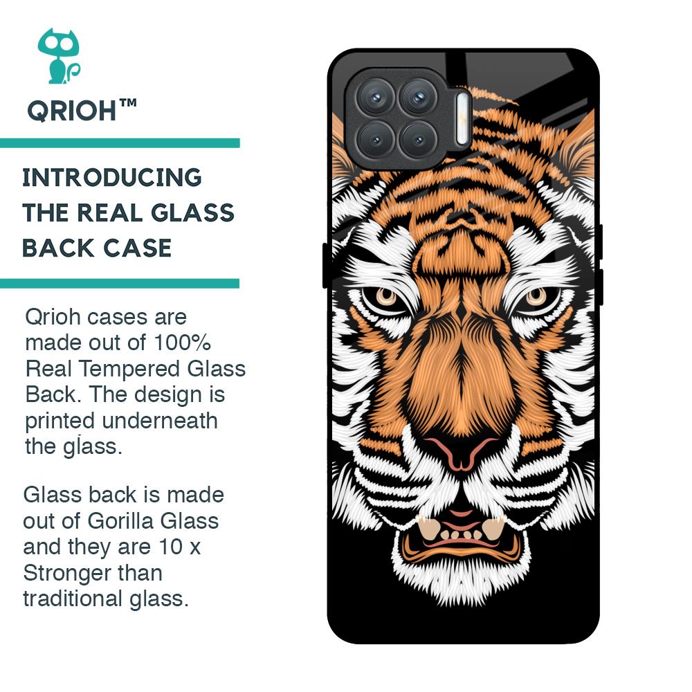 Angry Tiger Glass Case For Oppo F17 Pro