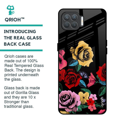 Floral Decorative Glass Case For Oppo F17 Pro