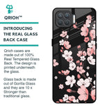 Black Cherry Blossom Glass Case for Oppo F17 Pro