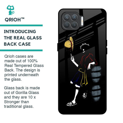 Luffy Line Art Glass Case for Oppo F17 Pro