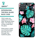 Tropical Leaves & Pink Flowers Glass Case for Oppo F17 Pro