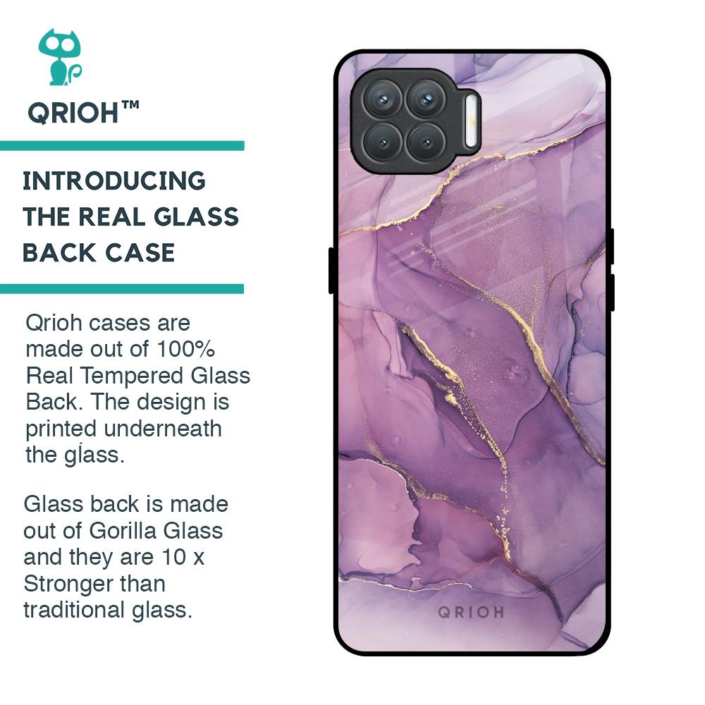 Purple Gold Marble Glass Case for Oppo F17 Pro
