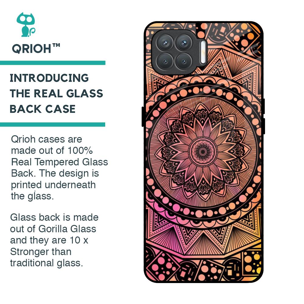 Floral Mandala Glass Case for Oppo F17 Pro