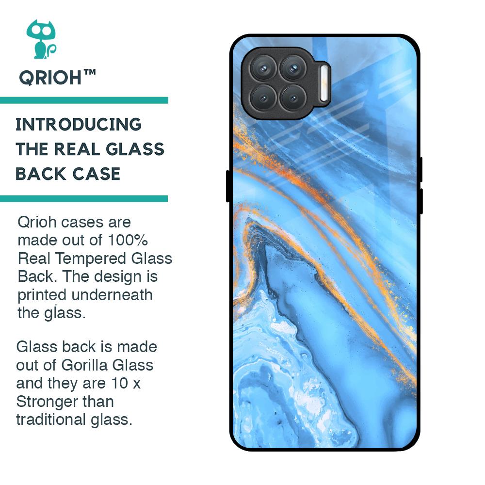 Vibrant Blue Marble Glass Case for Oppo F17 Pro