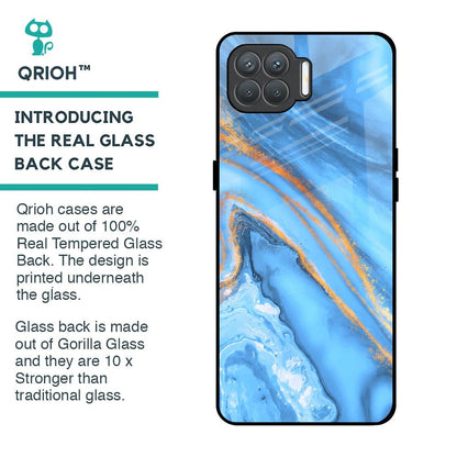 Vibrant Blue Marble Glass Case for Oppo F17 Pro