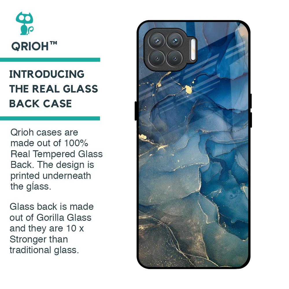 Blue Cool Marble Glass Case for Oppo F17 Pro