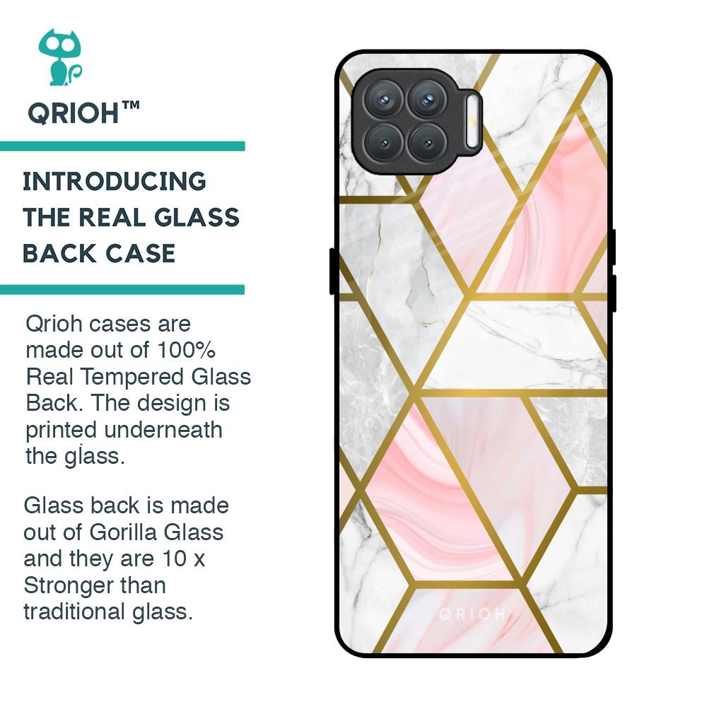 Geometrical Marble Glass Case for Oppo F17 Pro