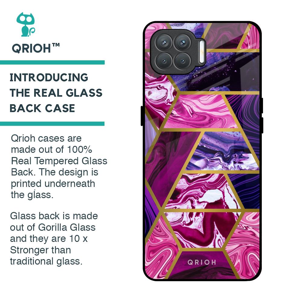 Electroplated Geometric Marble Glass Case for Oppo F17 Pro
