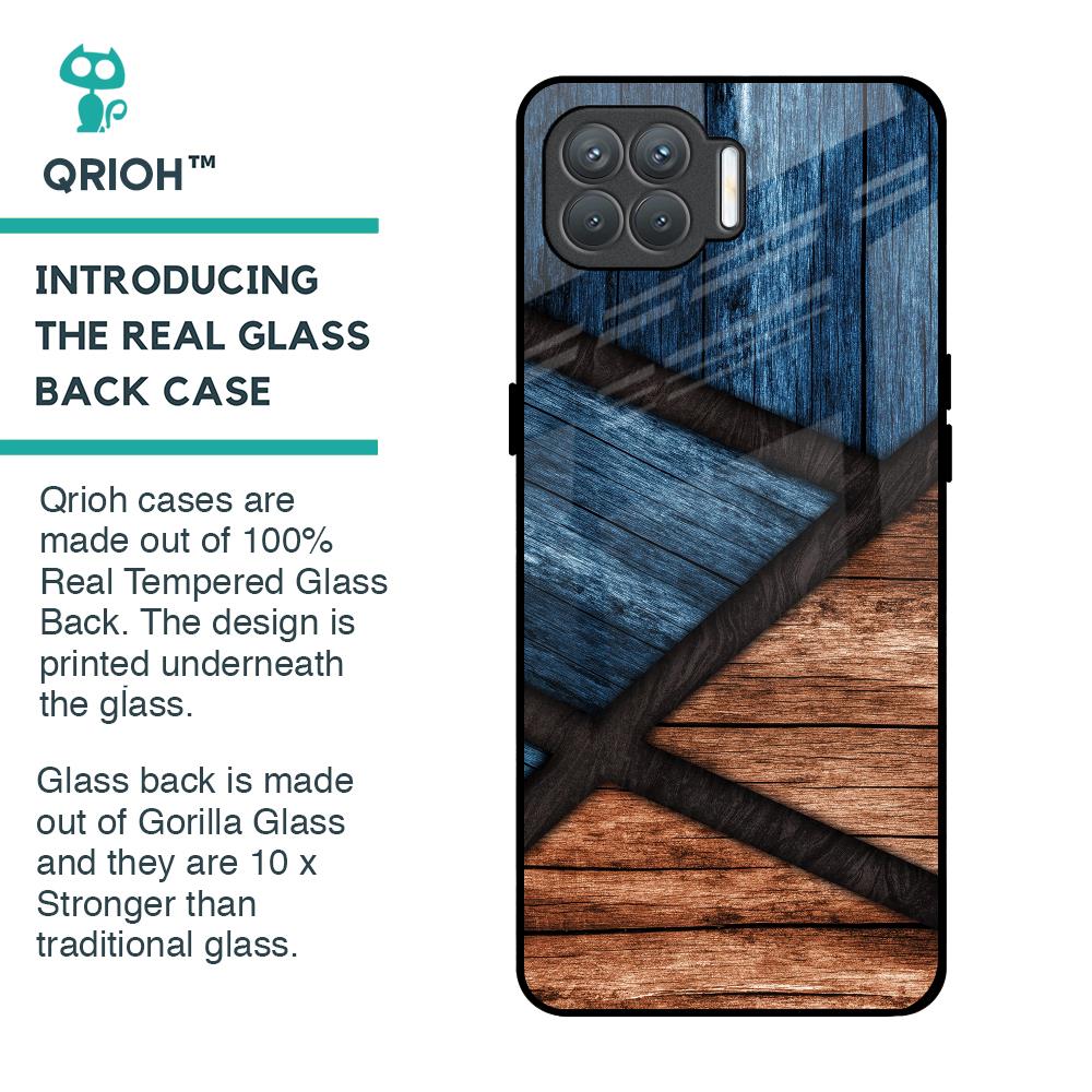 Wooden Tiles Glass Case for Oppo F17 Pro