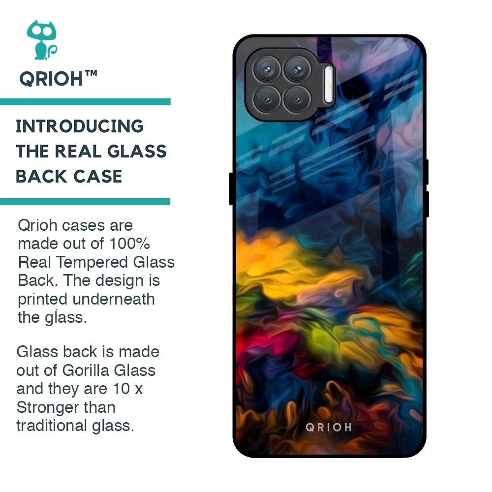 Multicolor Oil Painting Glass Case for Oppo F17 Pro