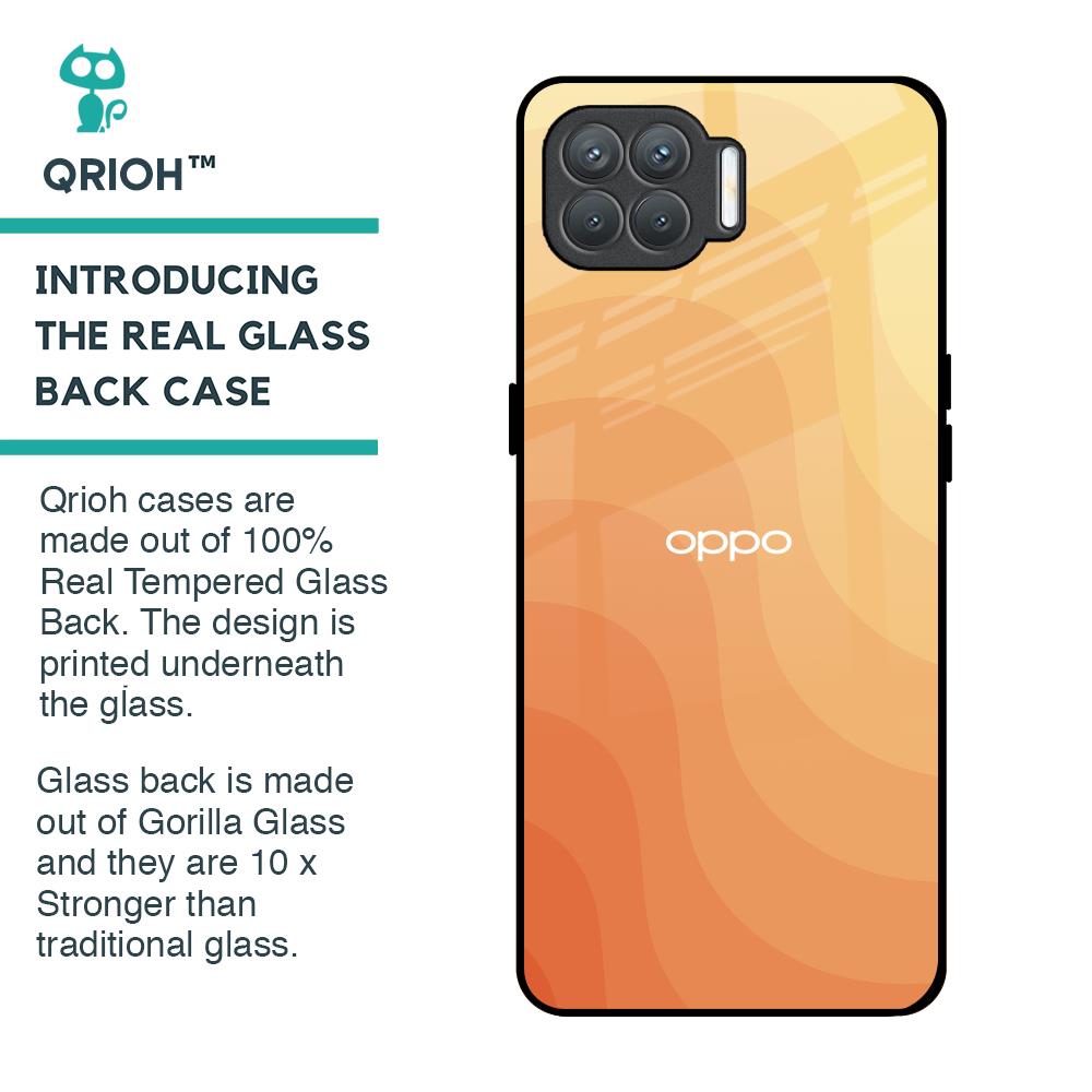 Orange Curve Pattern Glass Case for Oppo F17 Pro