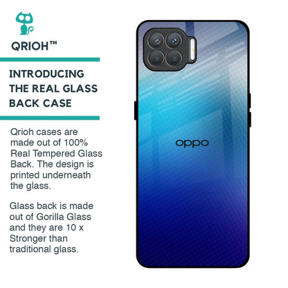 Blue Rhombus Pattern Glass Case for Oppo F17 Pro