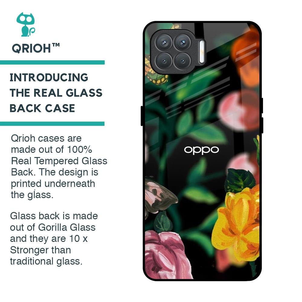 Flowers & Butterfly Glass Case for Oppo F17 Pro