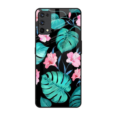 Tropical Leaves & Pink Flowers Realme 7 Pro Glass Back Cover Online