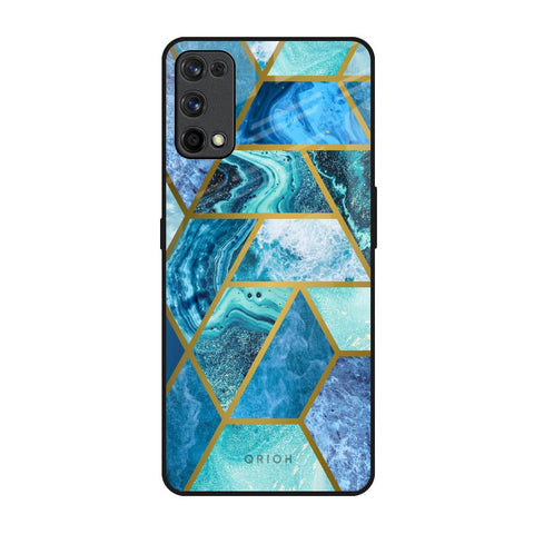 Turquoise Geometrical Marble Realme 7 Pro Glass Back Cover Online