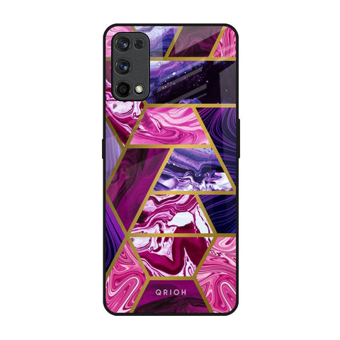 Electroplated Geometric Marble Realme 7 Pro Glass Back Cover Online