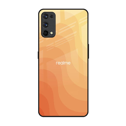 Orange Curve Pattern Realme 7 Pro Glass Back Cover Online