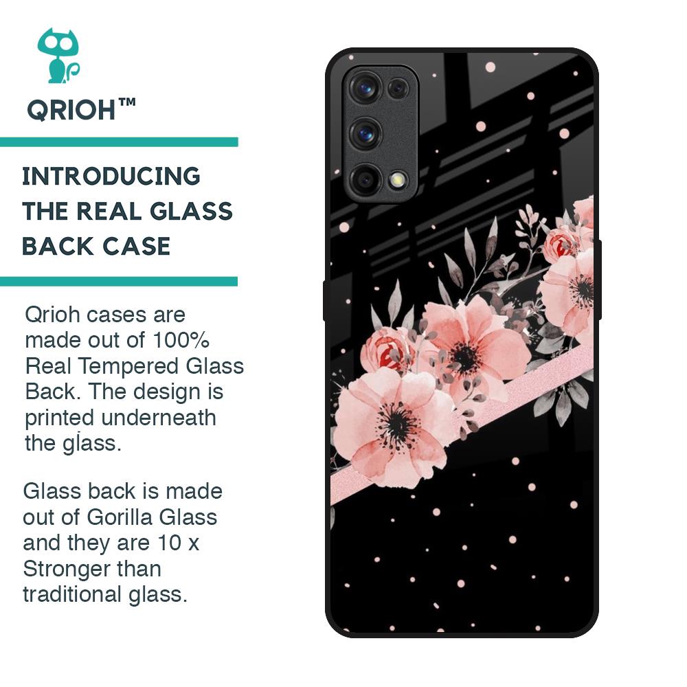 Floral Black Band Glass Case For Realme 7 Pro