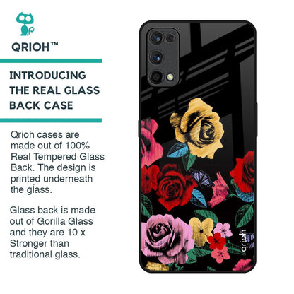 Floral Decorative Glass Case For Realme 7 Pro