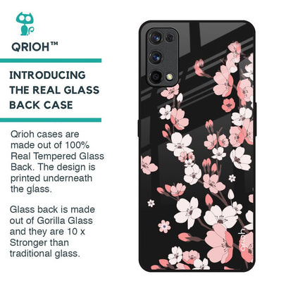 Black Cherry Blossom Glass Case for Realme 7 Pro