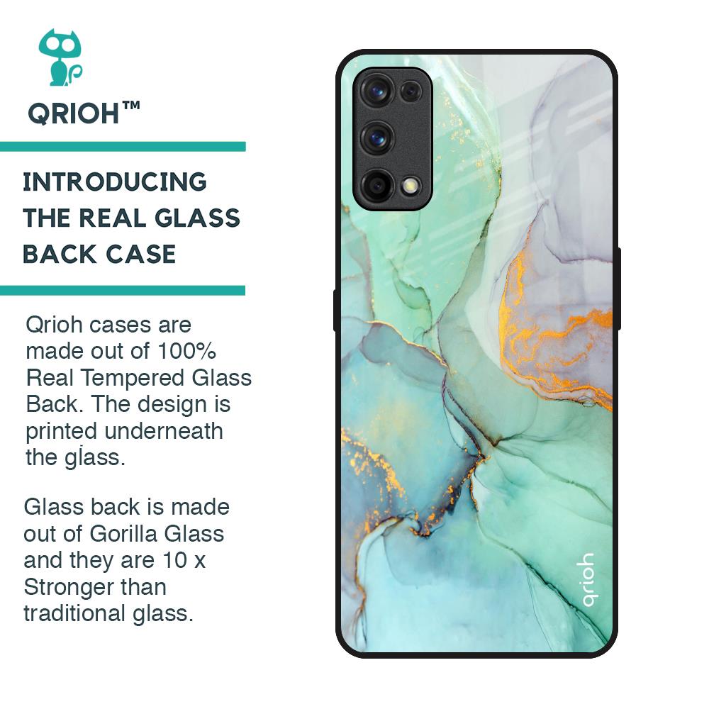 Green Marble Glass Case for Realme 7 Pro