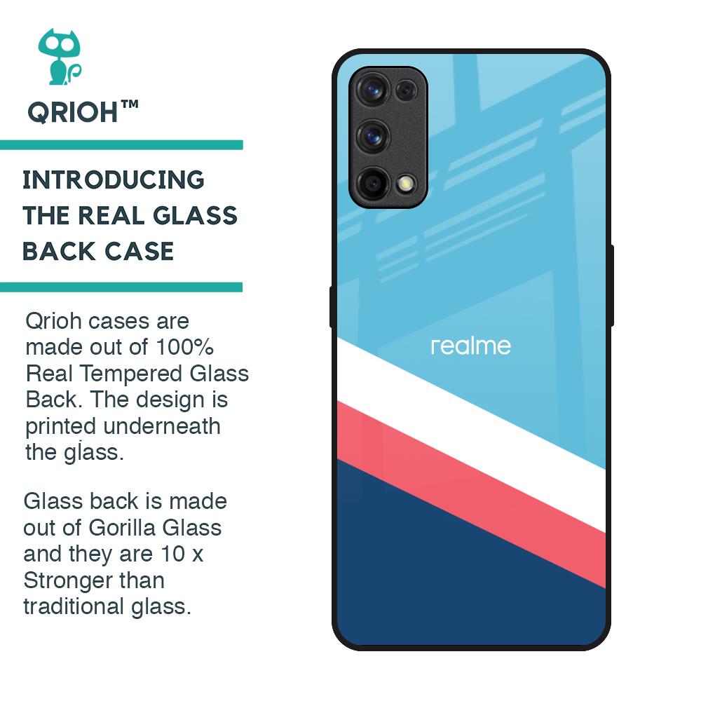 Pink & White Stripes Glass Case For Realme 7 Pro