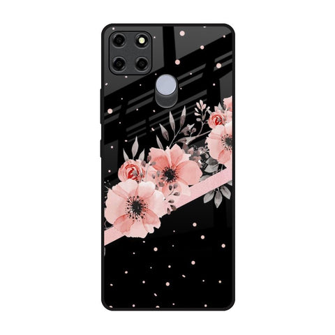 Floral Black Band Realme C12 Glass Back Cover Online