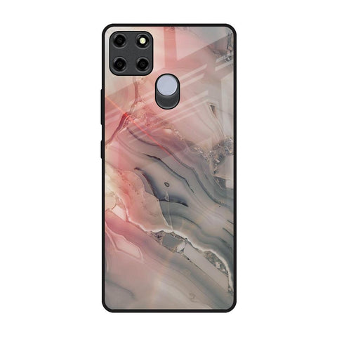 Pink And Grey Marble Realme C12 Glass Back Cover Online
