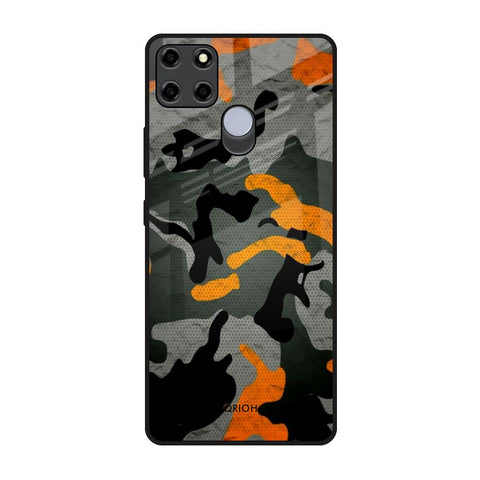 Camouflage Orange Realme C12 Glass Back Cover Online