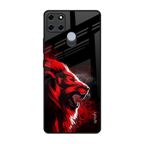 Red Angry Lion Realme C12 Glass Back Cover Online