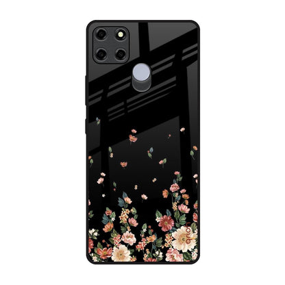 Floating Floral Print Realme C12 Glass Back Cover Online