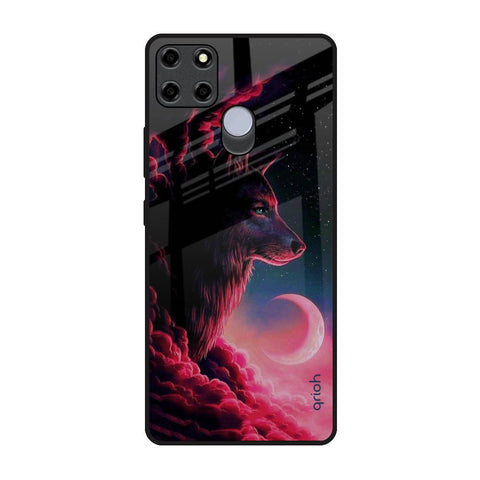 Moon Wolf Realme C12 Glass Back Cover Online
